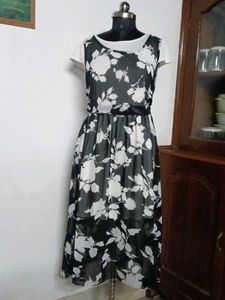 Floral Black & White Dress