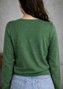 Green V-Neck Knit Sweater