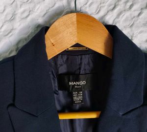 Mango Navy Double-Breasted Blazer