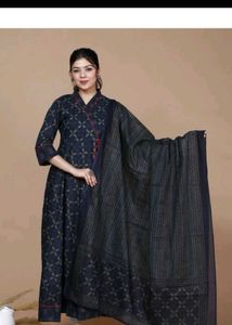 Stylish Blue Printed Kurta Set