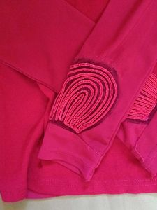 Chic Red Embellished Long-Sleeve Top