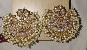 Elegant Pearl &amp; Gold Dangle Earrings