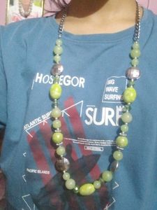 Green Beaded Chain Necklace