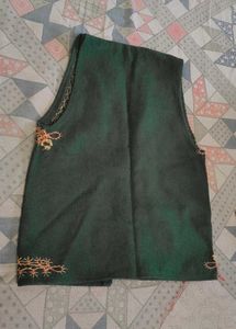 Embroidered Green Ethnic Vest
