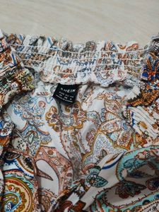 Shein Boho Paisley Print Smocked Waist Top