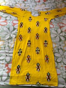 Printed Yellow Suit Along With Dupatta