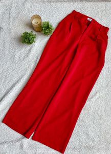 Vibrant Red Wide Leg Trousers