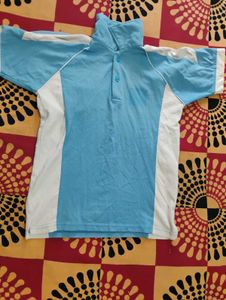 Men's Blue & White Polo T-Shirt