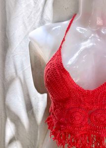 Crochet Halter Neck Crop Top