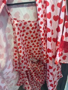 Pink Heart Print Sleepwear Set