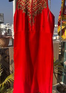 Elegant Red Embroidered Kurti.