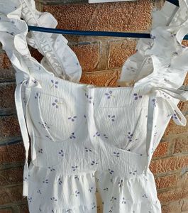 White Floral Ruffle Dress