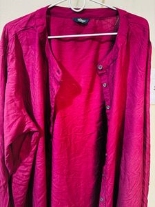 Women Burgundy Solid Casual Shirt - XL