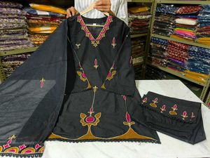 Black Embroidered Kurta Set