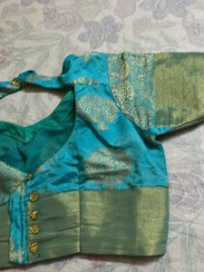 Beautiful Teal Silk Brocade Blouse
