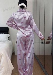 Cute Striped Bow Pajama Set