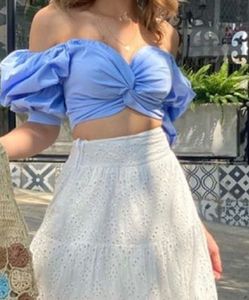 White Embroidered Cotton Skirt