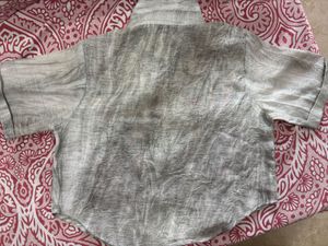 Embroidered Grey Shirt Style Top