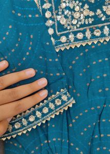 Teal Embroidered Kurta Set