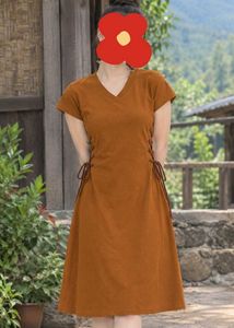 Chic Lace-Up Detail Midi Dress