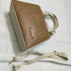 Stylish Brown &amp; Cream Clutch Bag