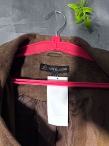 Brown Faux Suede Moto Jacket