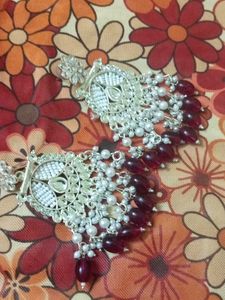 Elegant Silver Tone Dangle Earrings