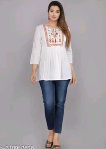 Embroidered White Kurta Tunic_XXL