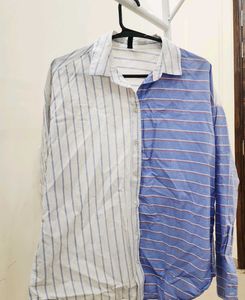 Oversized Striped Button-Up Shirt