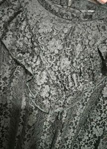 Elegant Black Lace Ruffle Dress