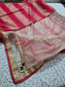 Beautiful Pink and Gold Saree with blouse