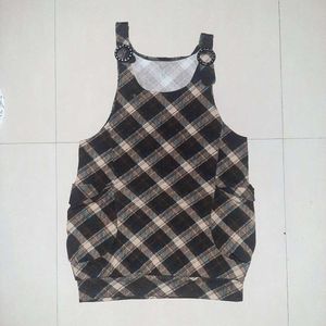🤎 Elegant &amp; Rare Plaid Pinafore Mini Dress