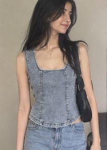 Westside Denim Square Neck Sleeveless Top