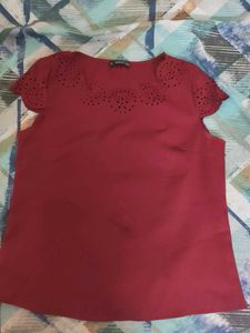 Shein Red Cut-Out Sleeve Top