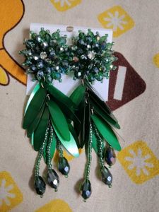 Statement Green Beaded Earrings