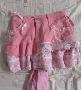 Pink Denim skirt