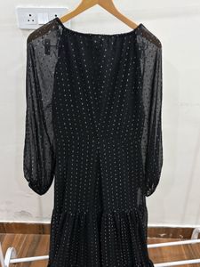 H&amp;M Lurex Metallic Threadwork Black Maxi DRESS