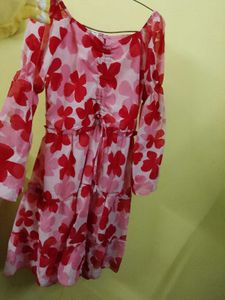 Korean Floral Print Mini Dress