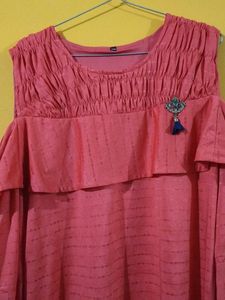 Ruffled Cold Shoulder Tunic Top