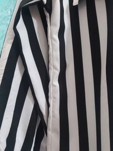 Navy Blue White Striped Shirt