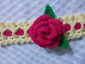 Handmade Crochet Rose Headband