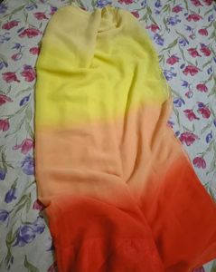 Elegant Ombre Yellow to Orange Saree