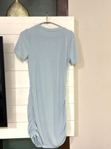 Light Blue Ruched T-Shirt Dress