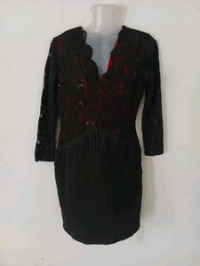 Black Sequin Fringe Dress