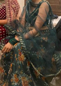 Dark Green Floral Digital print Lehenga Choli Set