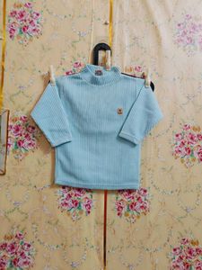 Baby Blue Ribbed Turtleneck Sweater