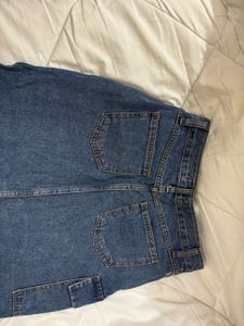 Long denim skirt with pockets