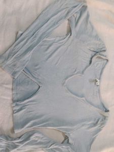 Baby Blue Cut-Out Long Sleeve Top