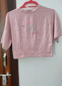Pink Graphic Crop T-Shirt
