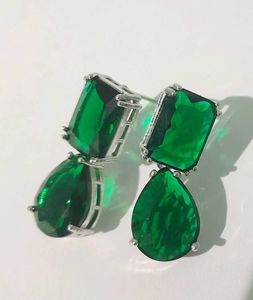real Ad Emerald Green Gemstone Drop Earrings